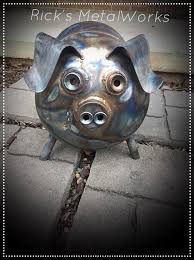 Otis The Metal Art Pot Belly Pig Yard Garden Patio Porch Campsite Decor Handcrafted Recycled Metal Art Scrap Metal Art Metal Art