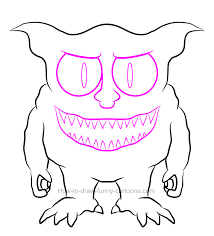 Draw the eyes and mouth. How To Draw A Cartoon Ghoul With A Terrifying Smile