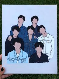 Bts Jean Jacket Silhouette Painting In 2020 Cute Canvas Paintings Mini Canvas Art Bts Drawings