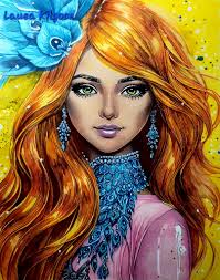 Hand-painted oil pastel art of the shining character