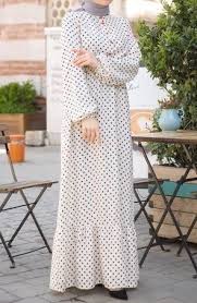Kalpli Puantiyeli Dokuma Kalpli Puantiyeli Dokuma Elbise Ekru Tesettur Elbise Modelle Muslim Fashion Dress Muslim Fashion Outfits Muslimah Fashion Casual