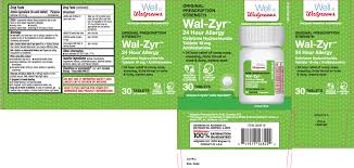 Wal Zyr 24 Hour Allergy Tablet Walgreens