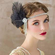 Peacock Headband Flapper Headbands 1920s Great Gatsby Inspired Crystal Headband Style 2 Elastic Flapper Headband 1920s Headpiece Hair Accessories For Women
