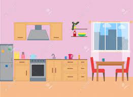 Kitchen vector | needing square, no people and stove illustration? Kucheninnenraum Im Flachen Stil Kuche Raum Design Cartoon Kuche Lizenzfrei Nutzbare Vektorgrafiken Clip Arts Illustrationen Image 74784052