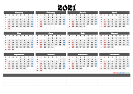 2021 printable yearly calendar with week numbers. Free Printable 2021 Yearly Calendar With Week Numbers 6 Templates Free Printable 2021 Monthly Calendar With Holidays