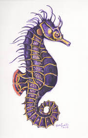 Purple Seahorse Day Two Animal A Day Art Series Kristingjerdset Seahorse Art Animal Art Seahorse Tattoo