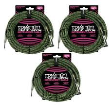 3 Pack Ernie Ball 6082 18' Braided Black/green Straight Eeb Indicado En  Descripción