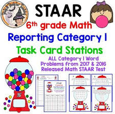 Reporting category readiness or supporting content student expectation process student expectation correct answer ; Staar 6th Grade Math Reporting Category 1 Task Cards Stations Answer Key Task Cards Staar Math Math