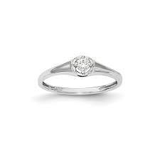 This stunning ring, one she is sure to treasure, seamlessly combines white and yellow gold and features diamond accents and a smaller heart nested within a larger one. Signature Collection From The Promise Ring Collection 14k White Gold Solitaire Diamond Ring Emerald Lady Jewelry