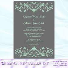 Mint And Gray Wedding Invitation Template Diy Printable Birthday Bridal Shower Pa Grey Wedding Invitations Green Wedding Invitations White Wedding Invitations