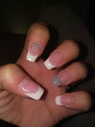 Acrylic Nails Coffin French Manicure With Silver Glitter French Manicure Acrylic Nails Purple Acrylic Nails Glitter French Manicure