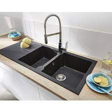 evier a encastrer noir 2 cuves pyrite evier cuisine armoires de cuisine rustiques cuisine noire