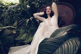 Vintage 70s hawaiian maxi dress green blue polynesian casuals liberty house m 6 / 8 beach vacation wedding resort. Daarlarna Couture Paradise Exotic Tropical Flower Inspired Wedding Dresses