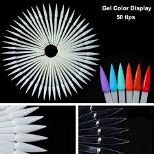 50 Tips Fan Shape Manicure Practice Chart Tool Nail Art Gel Polish Color Display Card