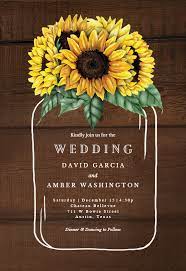 Sunflowers Filled Jar Wedding Invitation Template Free Greetings Island Mason Jar Wedding Invitations Mason Jar Wedding Invitations Template Sunflower Wedding Invitations