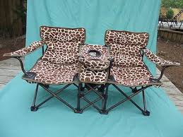 Giraffe Print Childs Folding Double Chair Stadium Lounge Chair Camping Concert Giraffe Print Camping Fun Giraffe