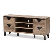 Walker edison richmond modern farmhouse sliding barn door stand for tvs up to 65 inches, without fireplace, white. Beacon Modern And Contemporary Wood Tv Stand For Tvs Up To 55 Light Brown Baxton Studio Target