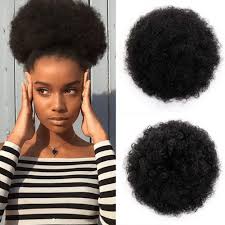 Just place the extension as you normally would and curl your hair. Amazon Com Aisi Queens Short Afro Synthetic Curly Hair Ponytail African American Kinky Curly Wrap Drawstring Puff Ponytail Hair Extensions With 2 Clips Large 1b Beauty