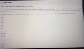 The basic feature is to unscramble words from a bunch of letters. Solved Word Seek Please Read The Instructions Carefully A Chegg Com