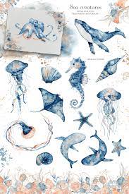 Underwater Watercolor Collection Sea Creatures Drawing Ocean Drawing Sea Drawing