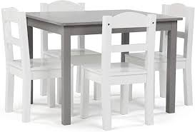 Tot Tutors Inspire Collection Kids Wood Table Amp 4 Chair Set Grey White In 2020 Wood Table Living Room Side Table White Office Furniture