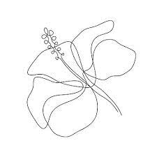 Hibiscus Flower In One Line Art Drawing Style Minimalist Black Line Line Art Drawings Flower Line Drawings Line Art Flowers