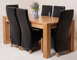 Sourcing guide for solid oak dining table: Kuba Oak Dining Table With 6 Black Lola Dining Chairs