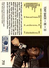 Tony baker, los angeles, california. 1991 Pro Set 711 Tony Baker Ll Frankfurt Galaxy Mint