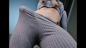 Big Dick Shemale Has Huge Cock bulge in Gray Leggins