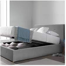 +5% de remise supplémentaire au panier. Lit Coffre Carlota En Tissu Capitonne 90x190 Cm Matelas En Option Gris