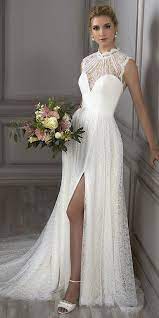 Romantic Lace Illusion High Collar A Line Wedding Dress With Sequins Belt A Line Wedding Dress Bridal Dresses Online Gorgeous Wedding Dress