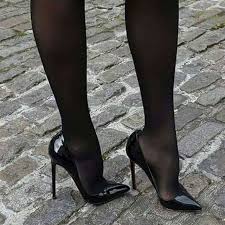 Modelling 2 office outfits, styled with stockings and high heels. Pin On Heels