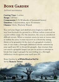 We would like to show you a description here but the site won't allow us. Bone Garden A Spell To Summon The Undead Buried Beneath Unearthedarcana Dnd Dragons D D Dungeons And Dragons Dungeons And Dragons Homebrew