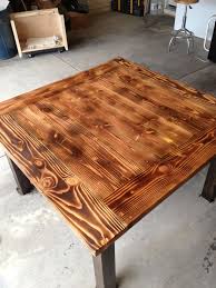 Table That Was Torched To Bring Out The Grain Bottom Was Stained And The Whole Thing Was Sealed With Polyuretha Wood Furniture Torch Wood Plywood Coffee Table