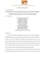 Of concept paper topic ideas from our site. Example Concept Paper Docx Bachelor Of Science In Business Administration Concept Paper Outline I Title Of Research The Awareness Of Selected First Course Hero