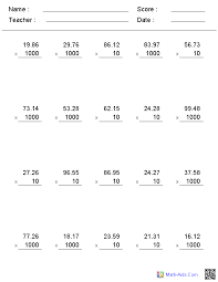 Numbers with decimal points (that is, numbers with a fractional part) ar. Decimals Worksheets Dynamically Created Decimal Worksheets Decimals Worksheets Multiplying Decimals Multiplication Worksheets