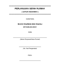 Perjanjian penyewaan rumah untuk kediaman. Contoh Perjanjian Sewa Rumah