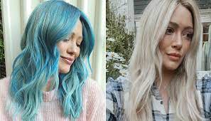 If you love the mermaid look, this teal blue hairstyles and sea foam green ombre fade is pure magic! How Hilary Duff S Hair Went From Pastel Blue To Platinum Blonde Allure
