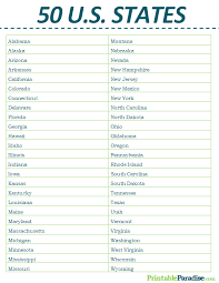 Connecticut ct new york : Printable List Of 50 Us States
