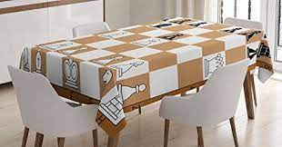 Board Game Tablecloth By Ambesonne Opening Position On Chessboard Letters Numbers Squares Pieces Print Dining Room Rectangular Table Table Covers Table Cloth