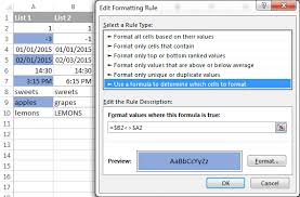 Highlight row differences and matches in multiple columns. Excel Compare Two Columns For Matches And Differences