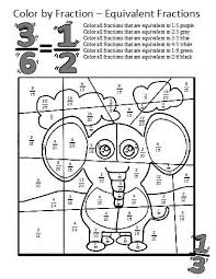 Color By Fractions Equivalent Fractions 1 Equivalent Fractions Fractions Worksheets Fractions