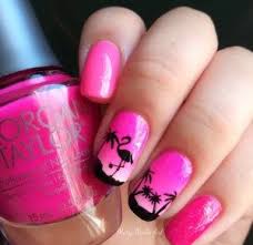 Black And Hot Pink Ombre Nails Bright Ombre Hot Pink Summer Nails Designs To Try Black Palm Tree And Flamingo Is So Classy Love Th Flamingo Nails Pink Summer Nails Easy Nail Designs Summer