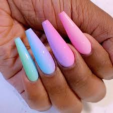 Next, we have rainbow pastel nail colors. Zoeve Nail Art On Instagram Ok Who Wants A Full Pastel Rainbow Ombre Set I Want To Recreate This One Ombre Acrylic Nails Multicolored Nails Fake Nails