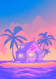 Vaporwave is a music genre branching from electronic chillwave. 80s Kame House Poster By Surudenise Displate Dragon Ball Artwork Dragon Ball Wallpapers Dragon Ball Art