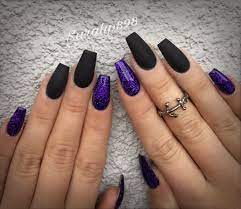 Matte Black Nails Matteblack Coffinnails Black Halloween Nails Black And Purple Nails Halloween Acrylic Nails