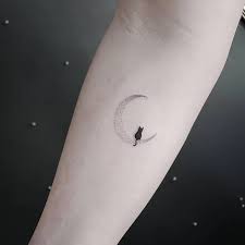 Cat And Crescent Moon Tattoo Girly Tattoos Geometric Tattoo Tattoos