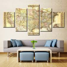 Us 15 12 46 Off Brown Picture Guidepost Map Nautical Chart Canvas Wall Art Paintings For Living Room Wall Decor Artwork Vintage Home Decorations In