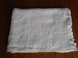 Vintage White Baby Blanket Beacon Open Weave Woven 100 Cotton Wpl 1675 50x34 Beacon Blue Baby Blanket Pattern Blocks White Blanket