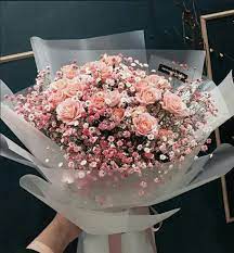 Pale Pink Spray Roses Pink Wax Flower Million Star Baby S Breath Flowers Bouquet Pink Rose Bouquet Flower Arrangements